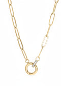 Paperclip Rhinestone Charm Holder 18" - Gold