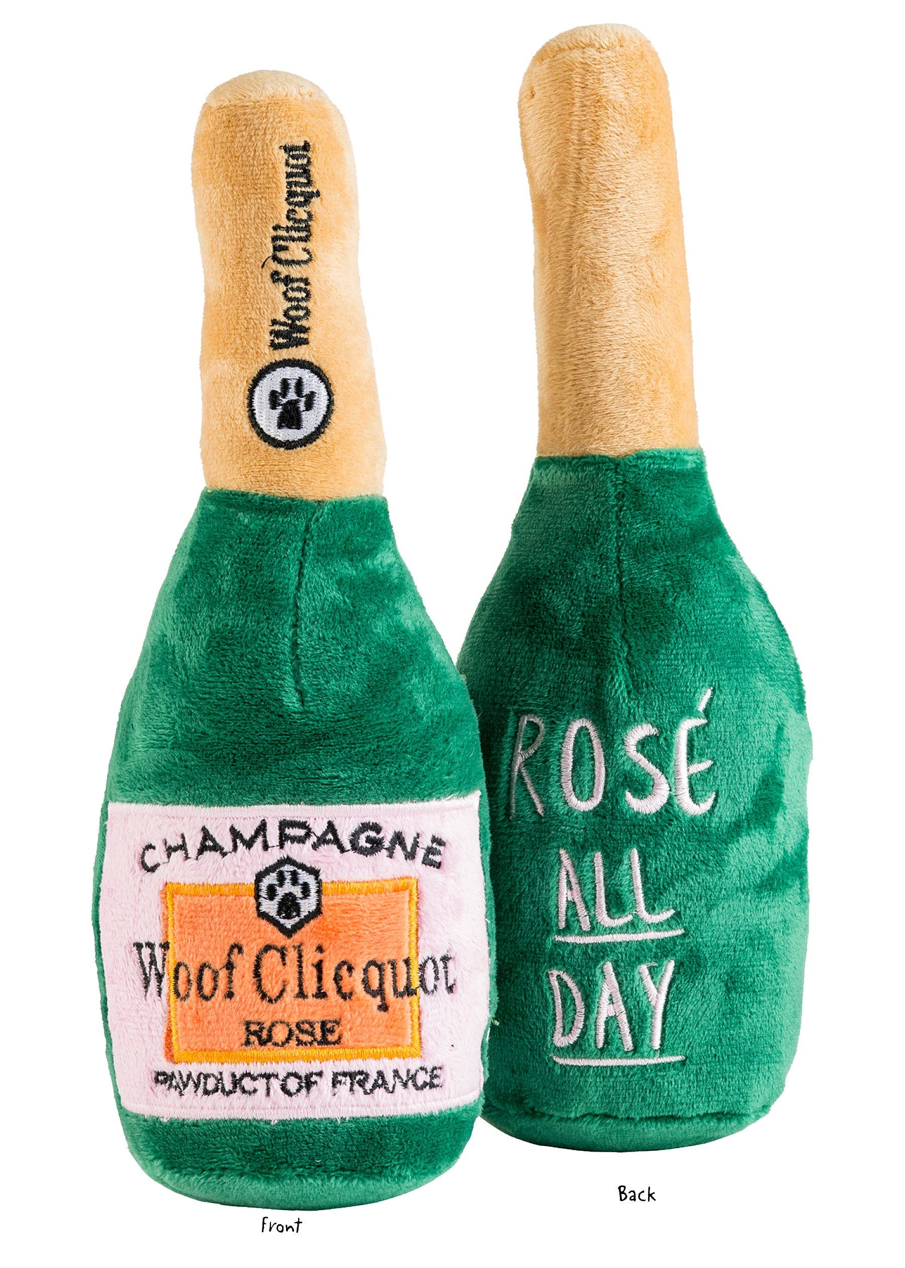 Woof Clicquot Rose' Champagne Bottle