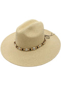Figi Toyo Straw Sea Shell Band Beach Sun Resort Hat