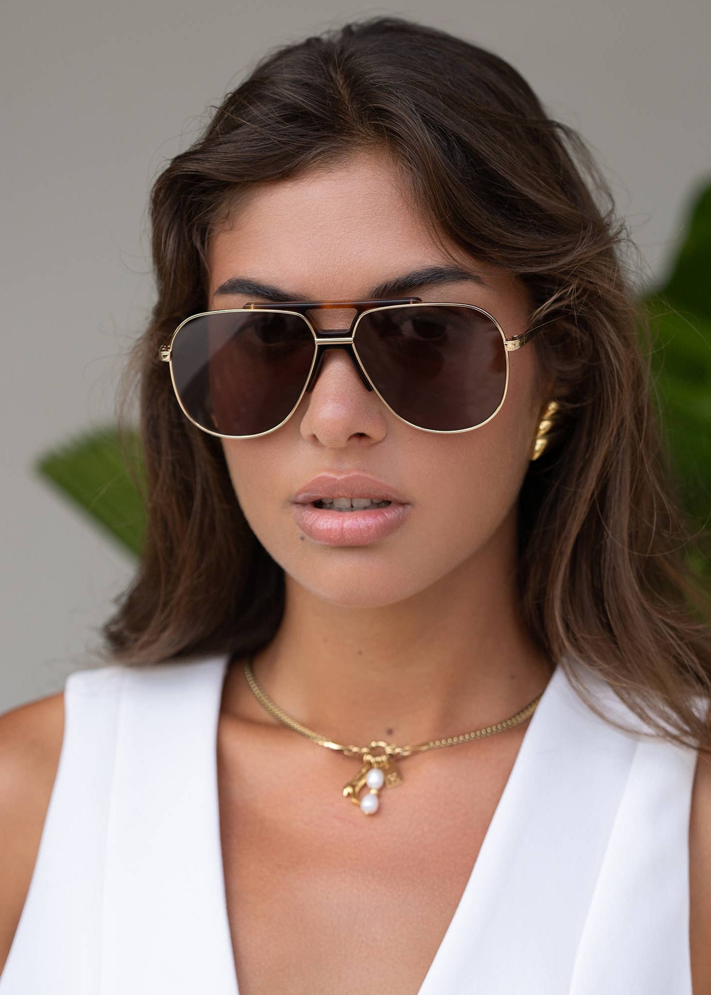 Logan Acetate Aviator Unisex Sunglasses - Dark Brown