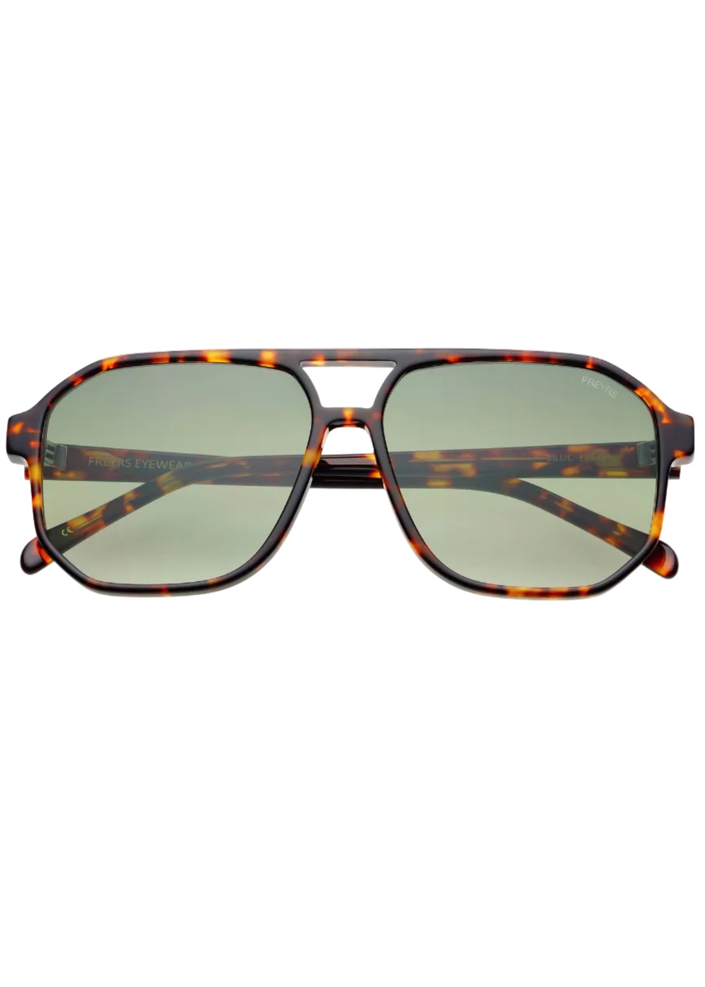 Billie Unisex Aviator Sunglasses - Tortoise / Green