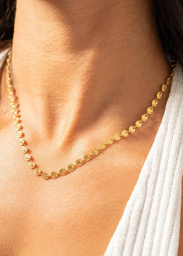 Sunburst Chain Necklace - Gold
