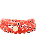 Orange Agate Stone Evil Eye Beaded Bracelet