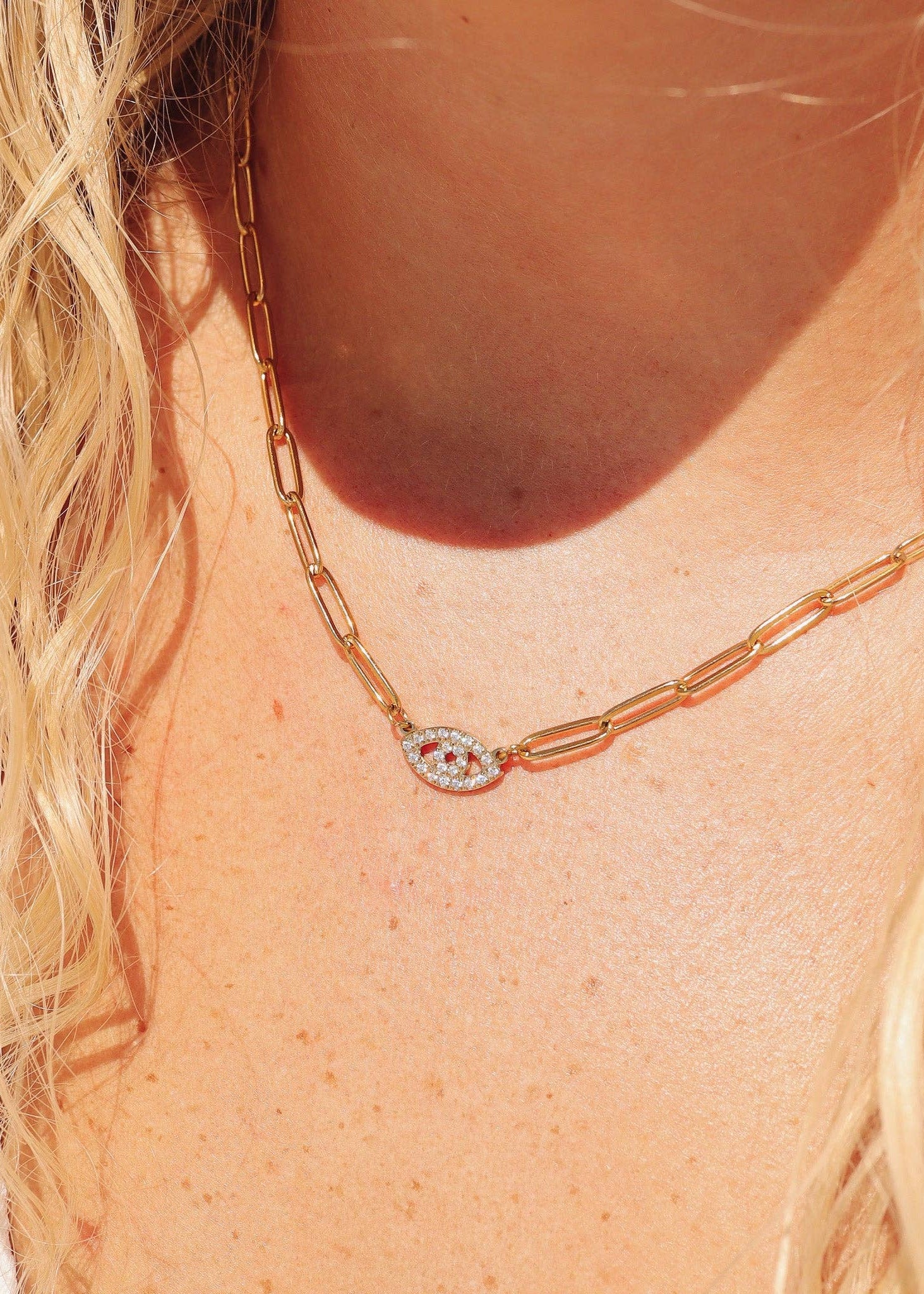 Evil Eye Necklace: Gold