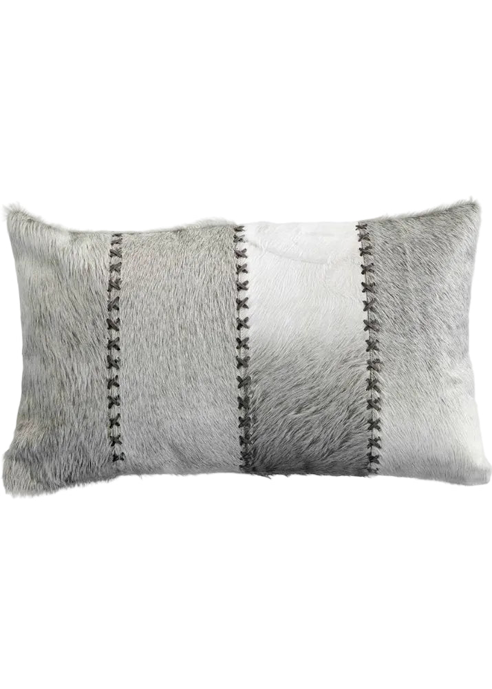 Giselle Hair On Hide Pillow Lumbar: Gray