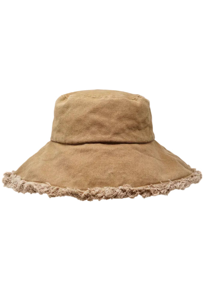 Keanu Twill Raw Edge Bucket Hat - Carmel