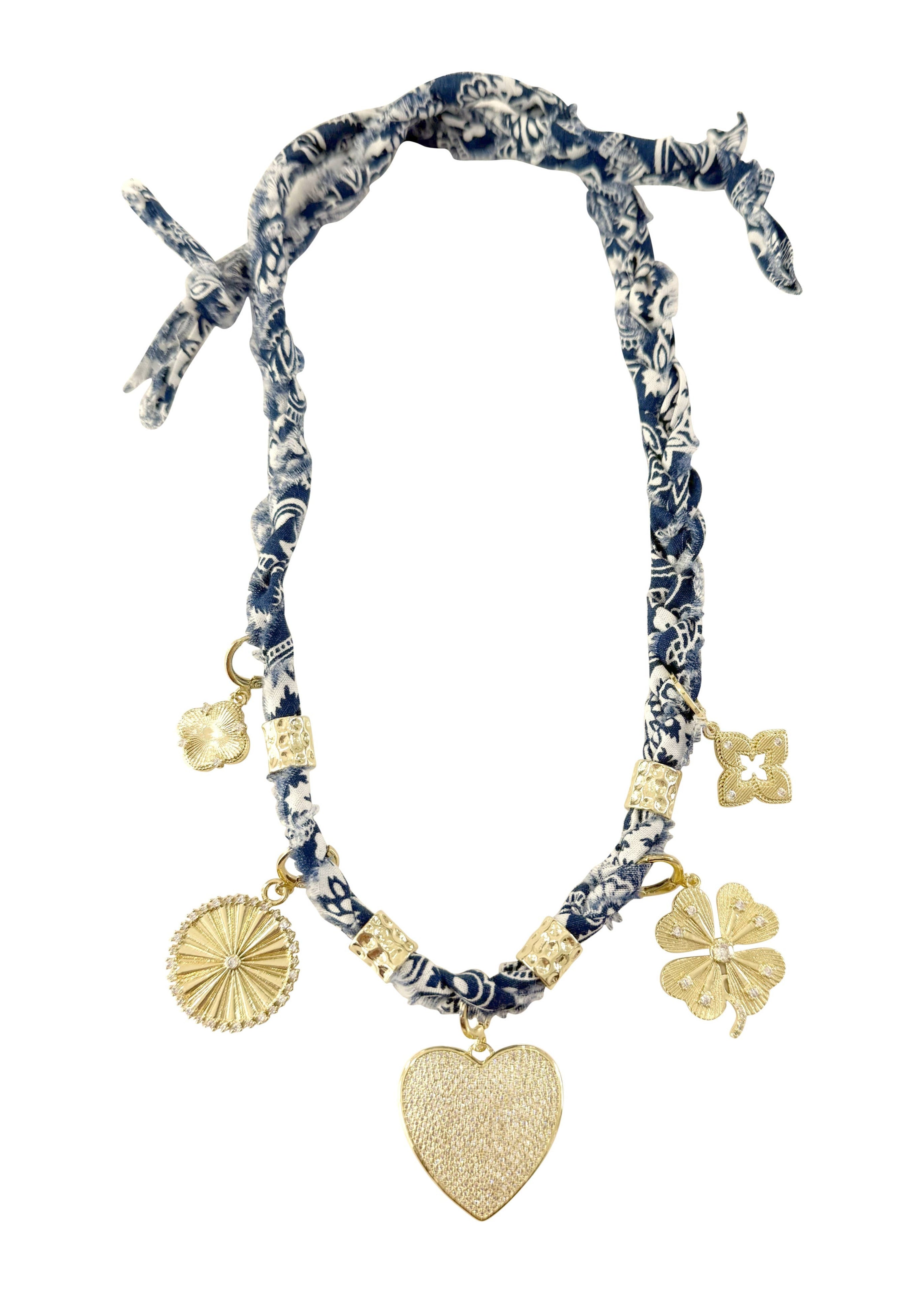 Taryn Multi Charm Bandana Scarf Necklace