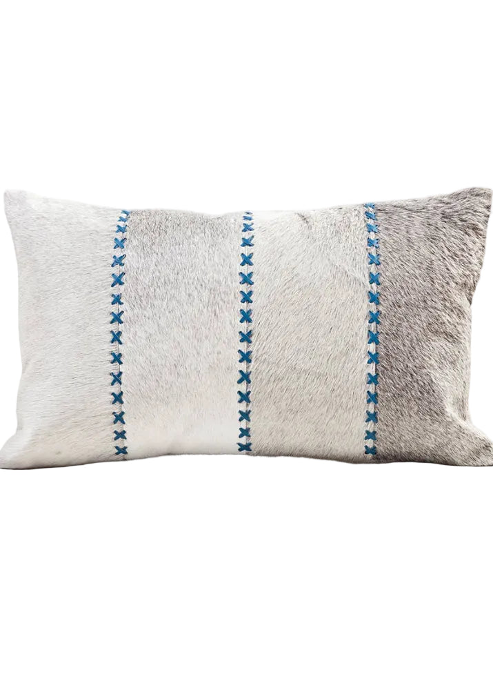 Giselle Hair On Hide Pillow Lumbar: Blue