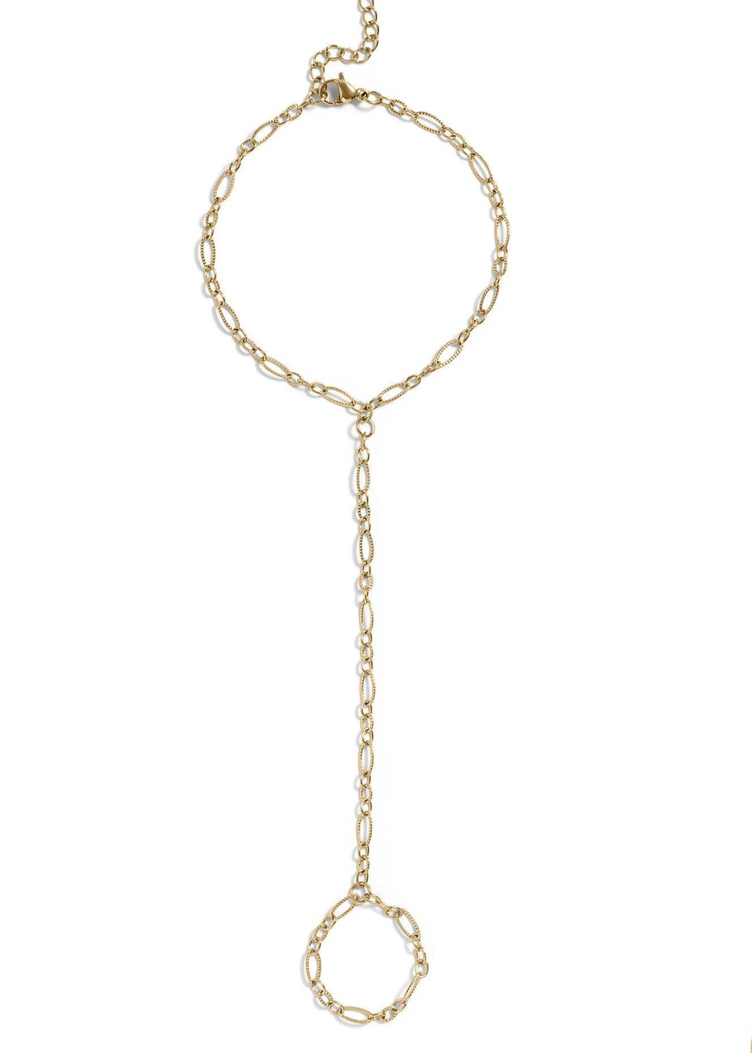 Hammered Oval Hand Chain: Gold