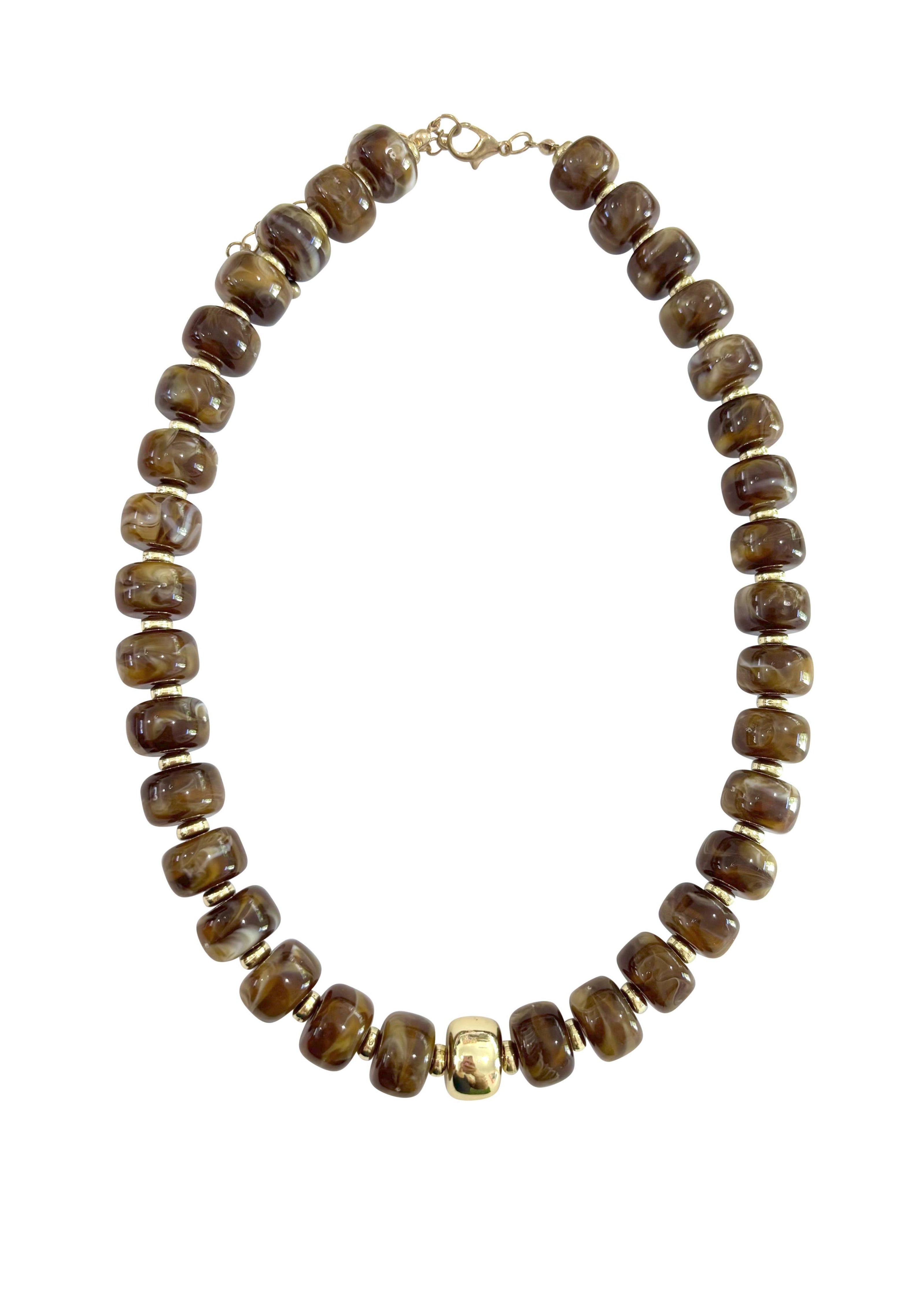 Rachel Chunky Beaded Necklace - Brown
