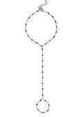 Black Beaded Hand Chain: Stainless
