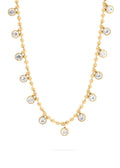 Round Stone Dangle Necklace - Gold