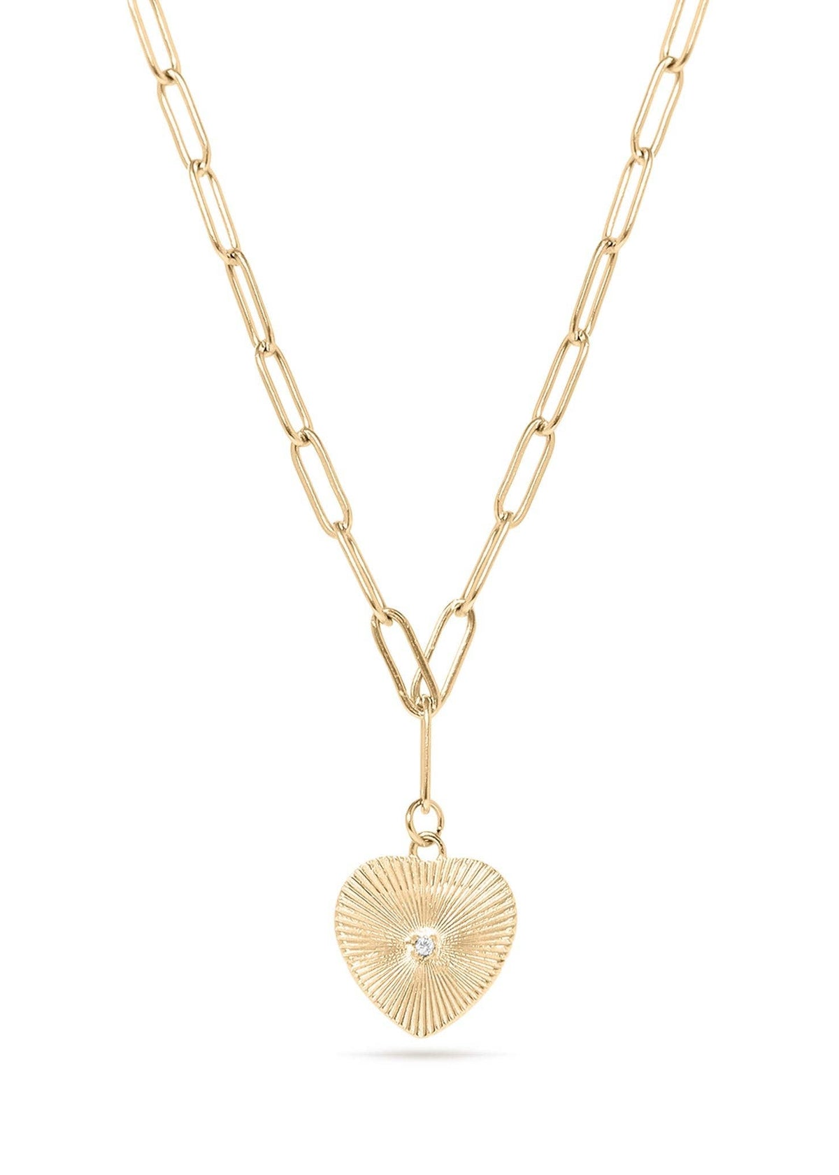 Heart Paperclip Pendant Necklace - Gold