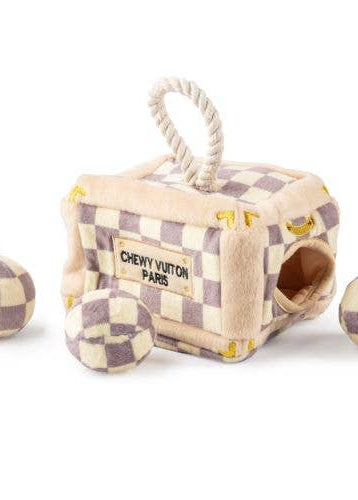 Checker Chewy Vuiton Trunk - Activity House Burrow Dog Toy