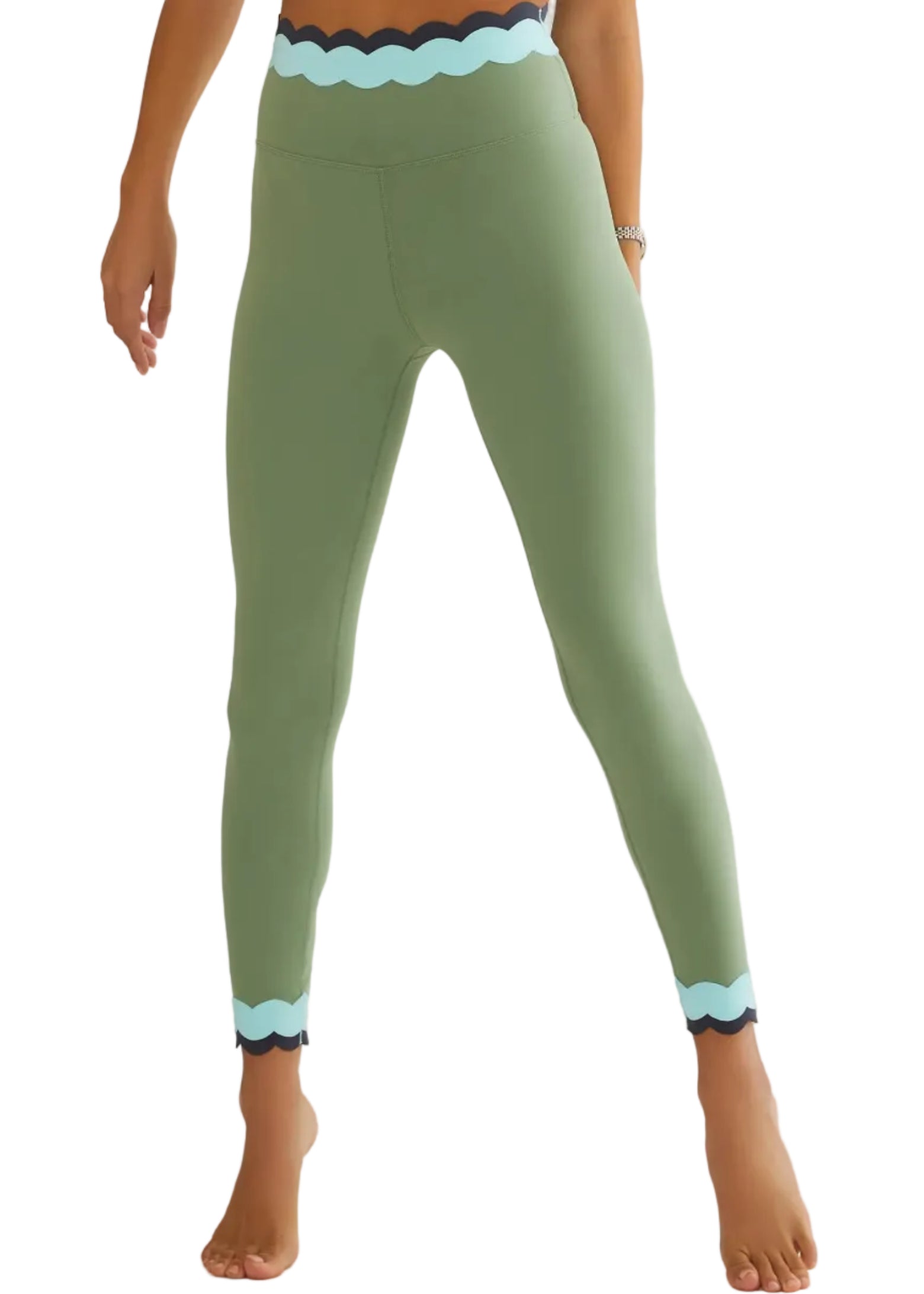 Stacy Scalloped High Waist Legging - Sage Mist