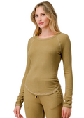 Long Sleeve Rib Raglan Top - Golden Sage