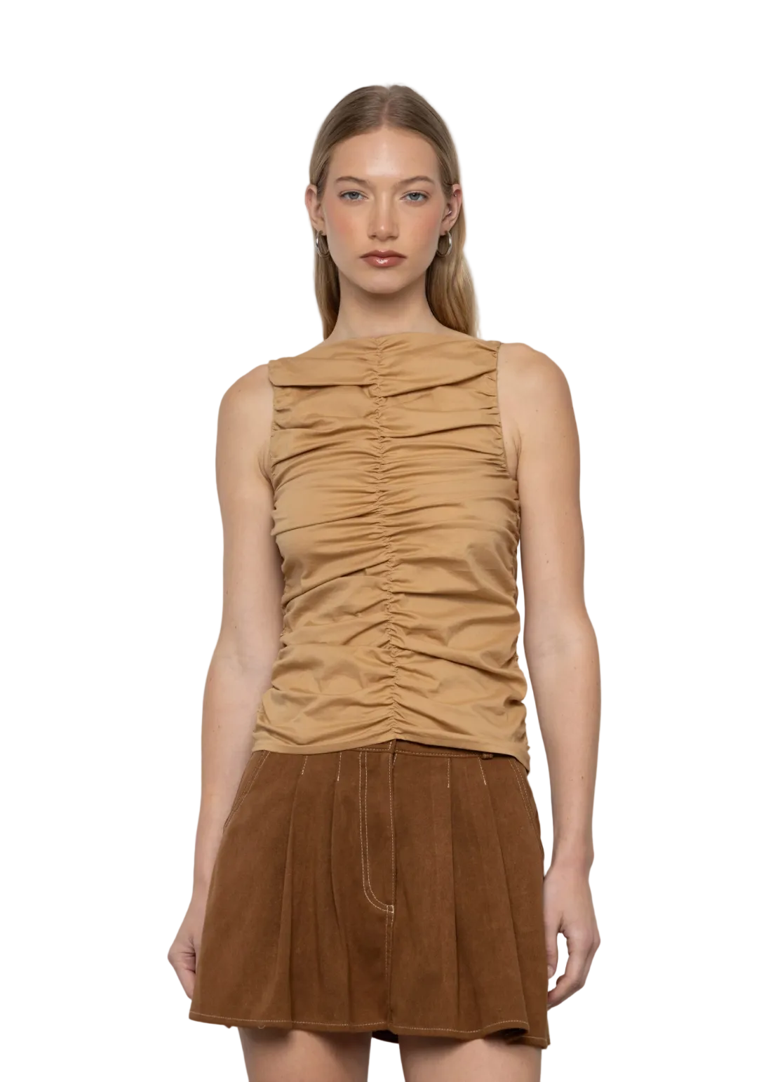 Gathered Sleeveless Top