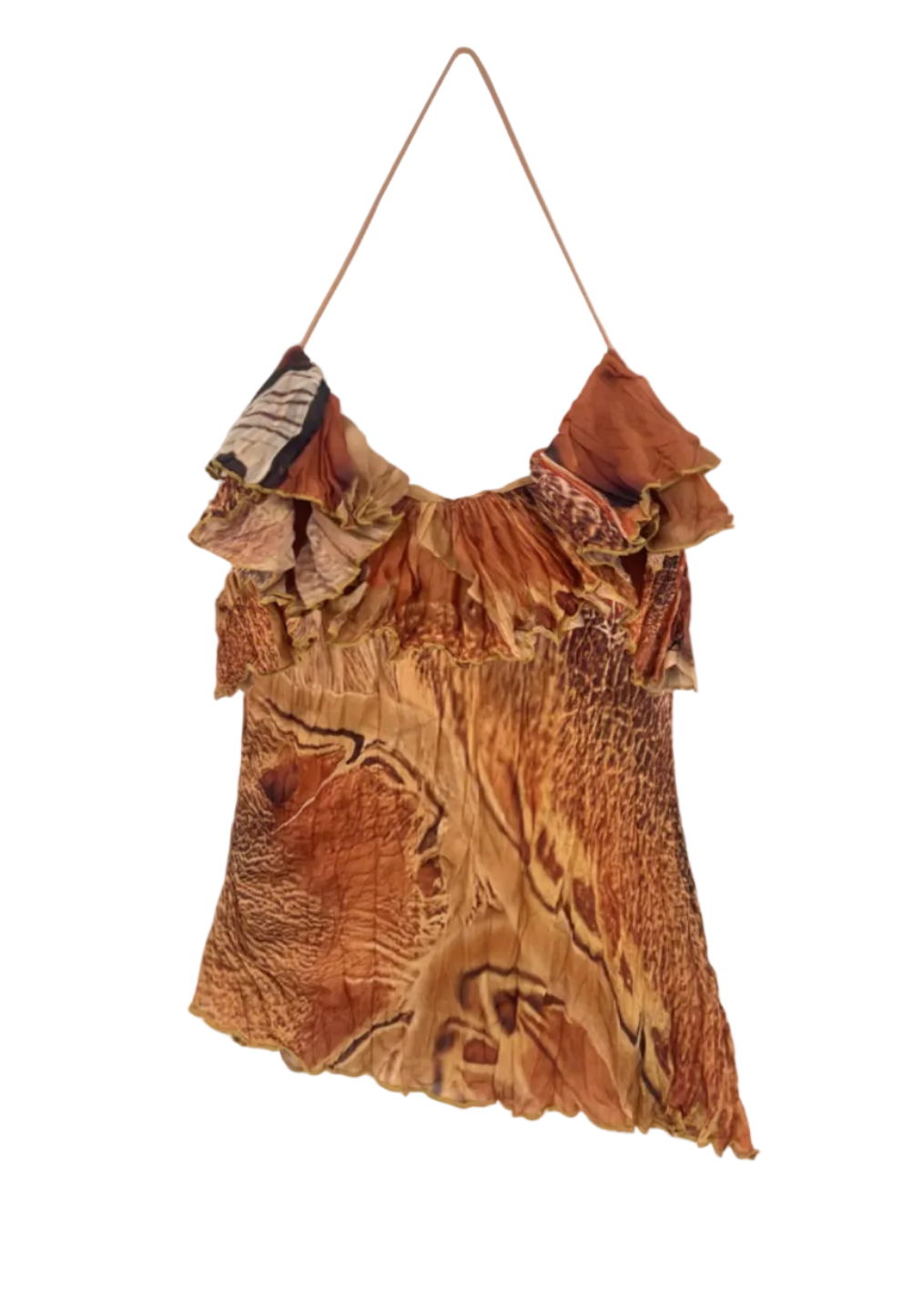 Asymmetric Ruffle Printed Top