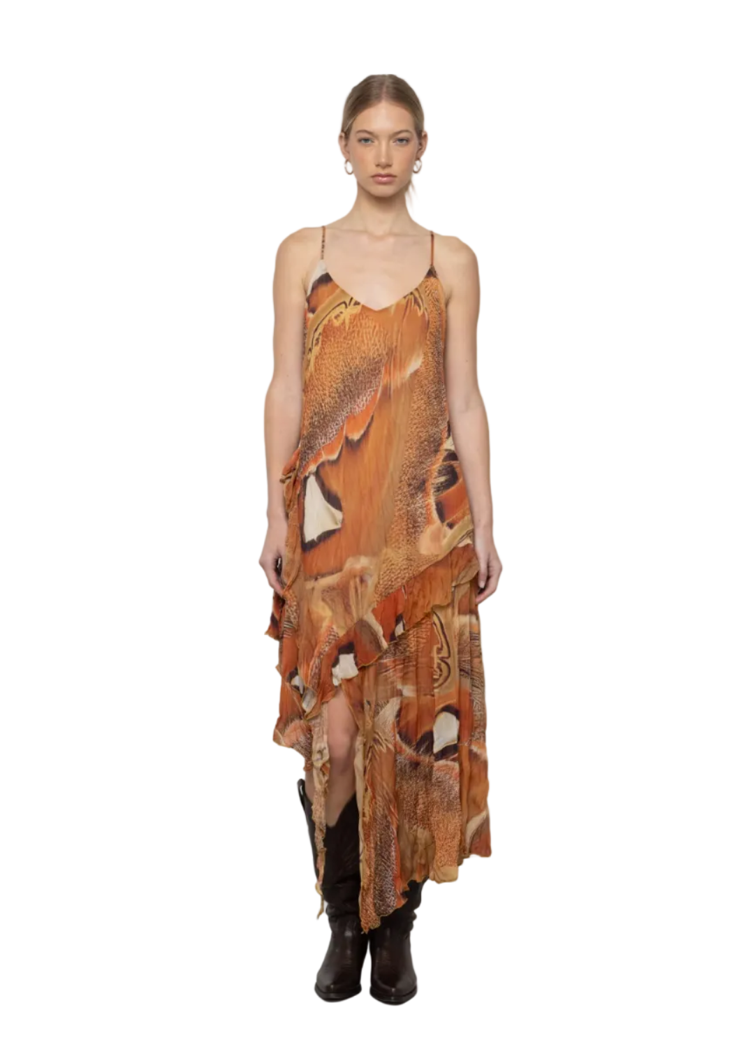 Asymmetric Ruffle Hanky Hem Dress