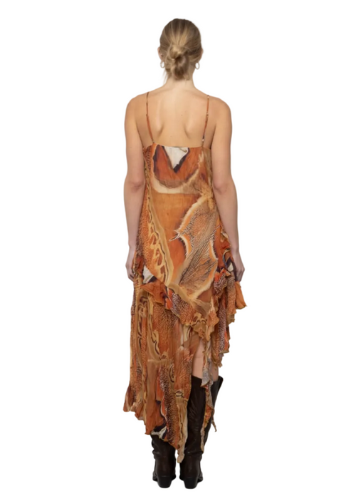 Asymmetric Ruffle Hanky Hem Dress