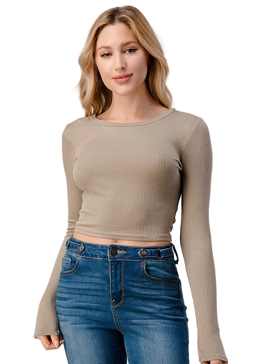 Cropped Long Sleeve Tee - Sage