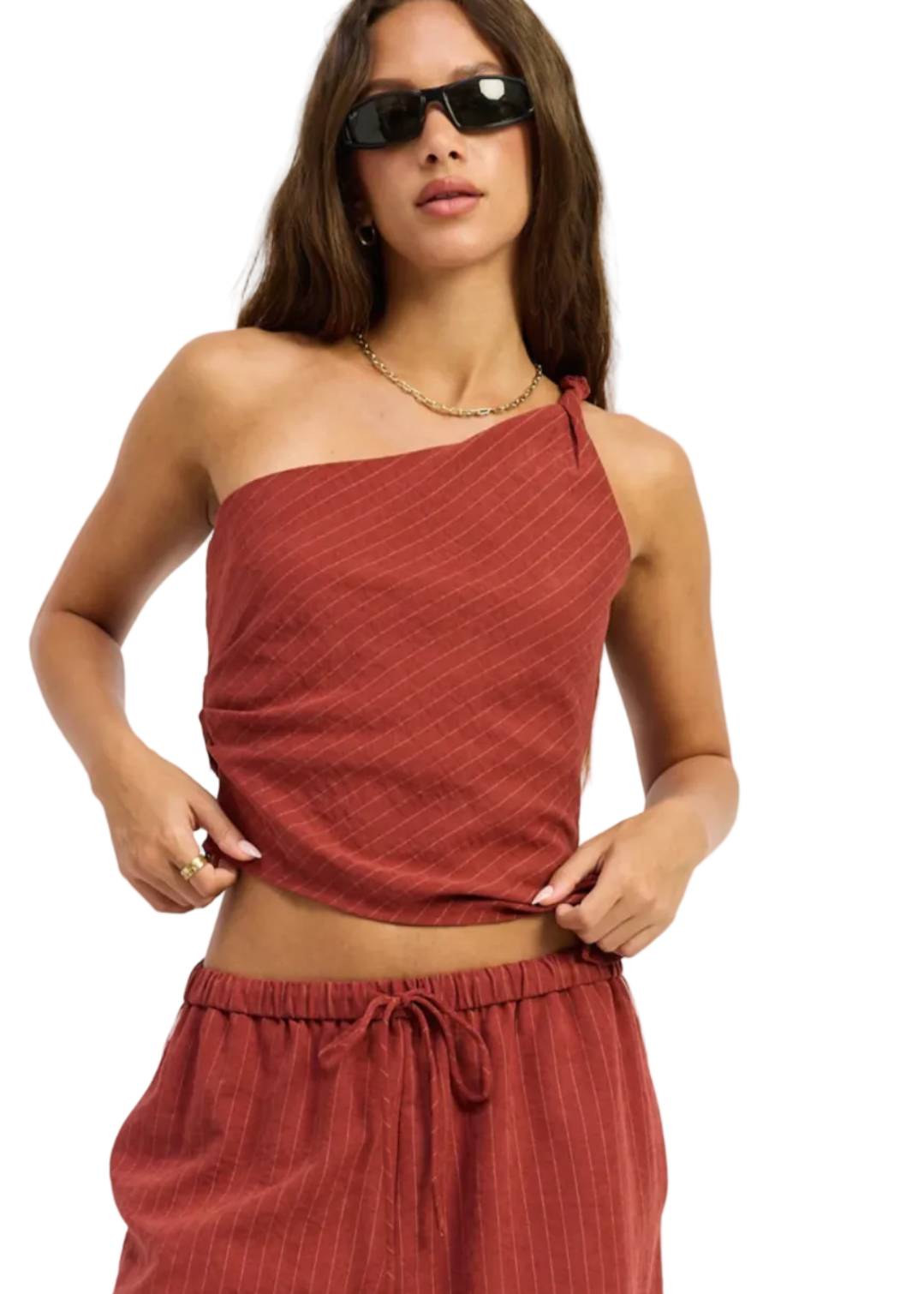 Keira Top - Burgundy Ivory Stripe