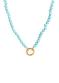 Semi Precious Natural Stone Charm Keeper Necklace: Turquoise