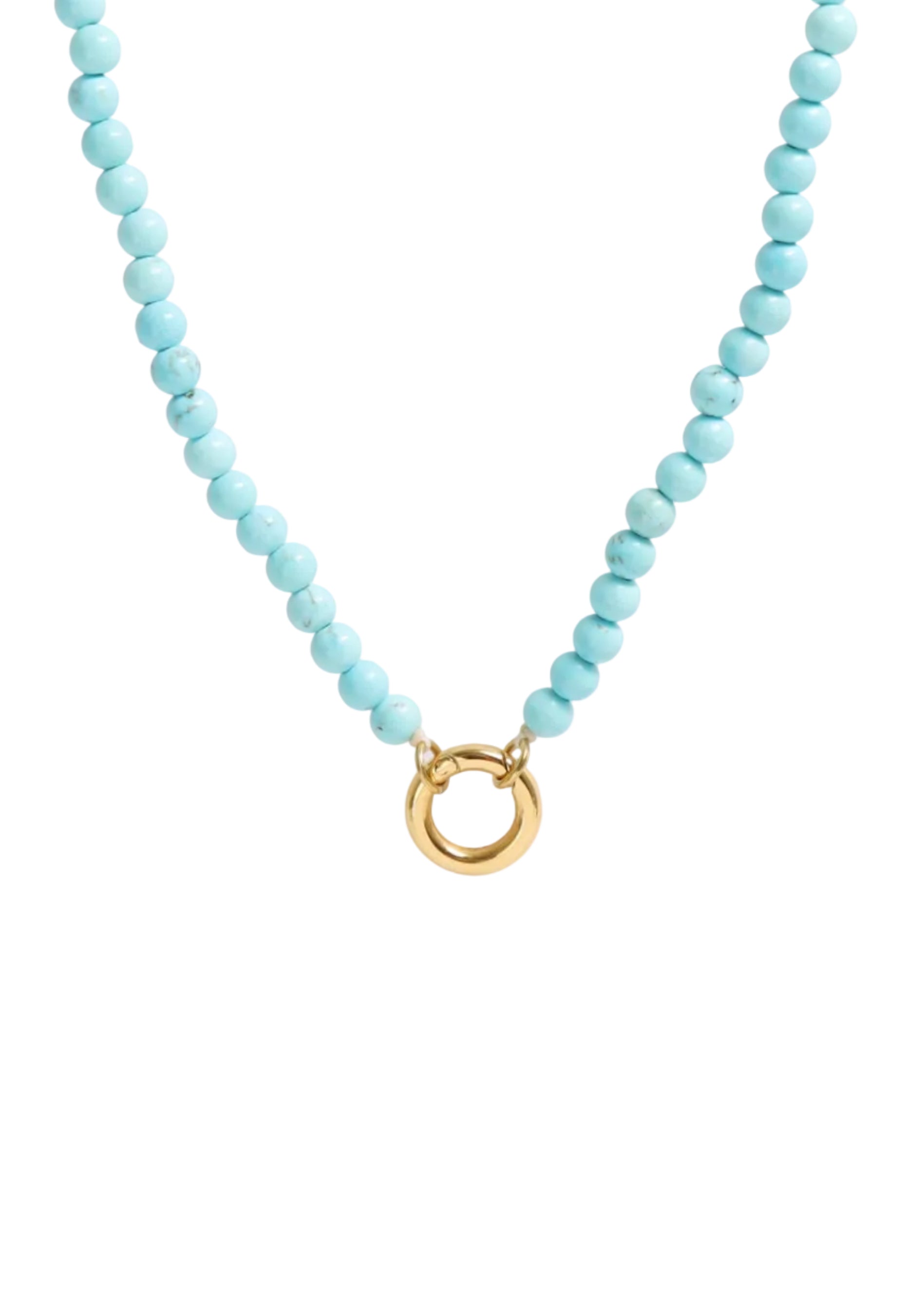 Semi Precious Natural Stone Charm Keeper Necklace: Turquoise