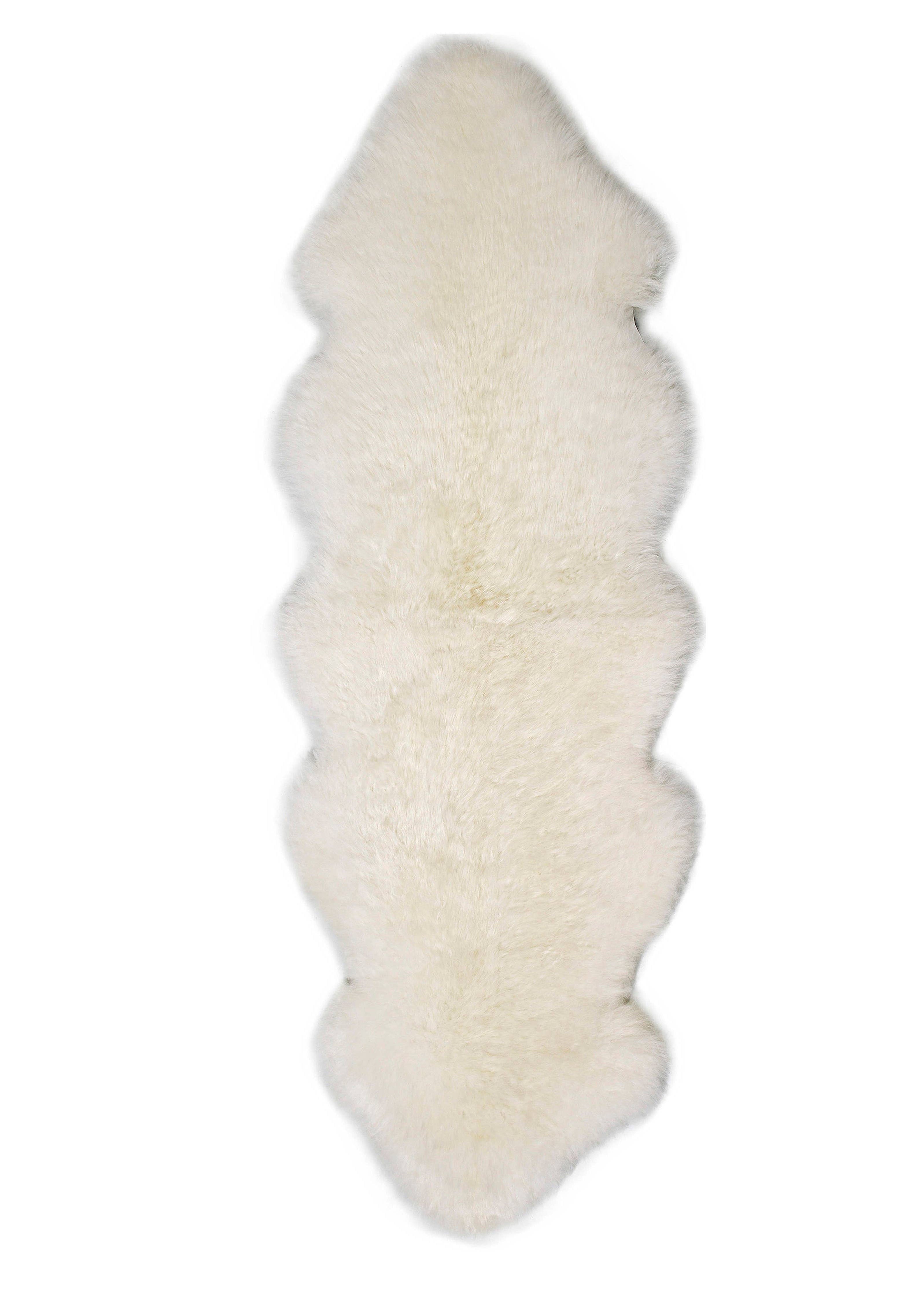 Long Wool Sheepskin Premium Double Rug: White