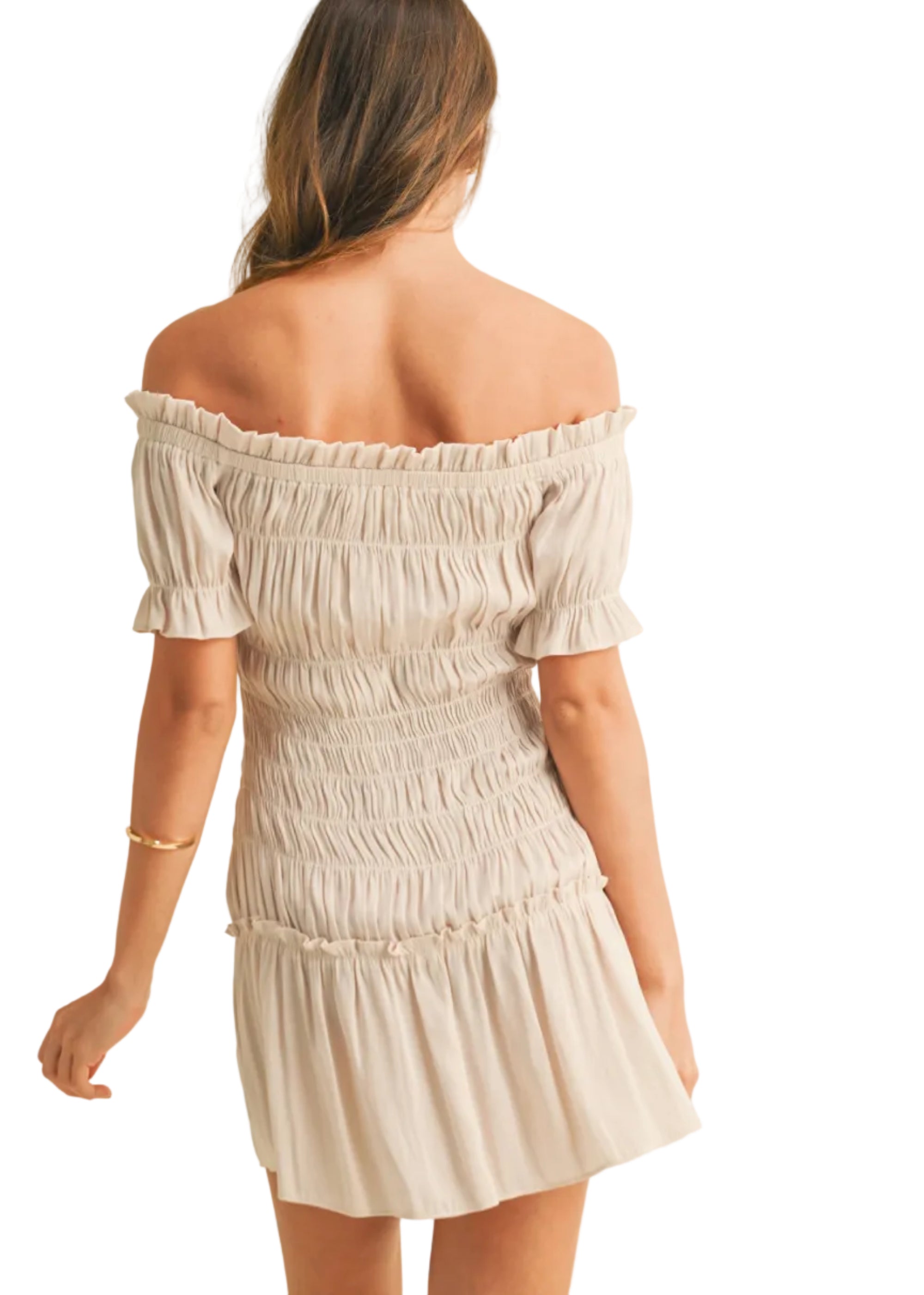 Puff Sleeve Smocking Mini Dress