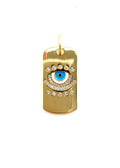 1.25" Turquoise Enamel & Pavé Eye Gold Dog Tag Pendant