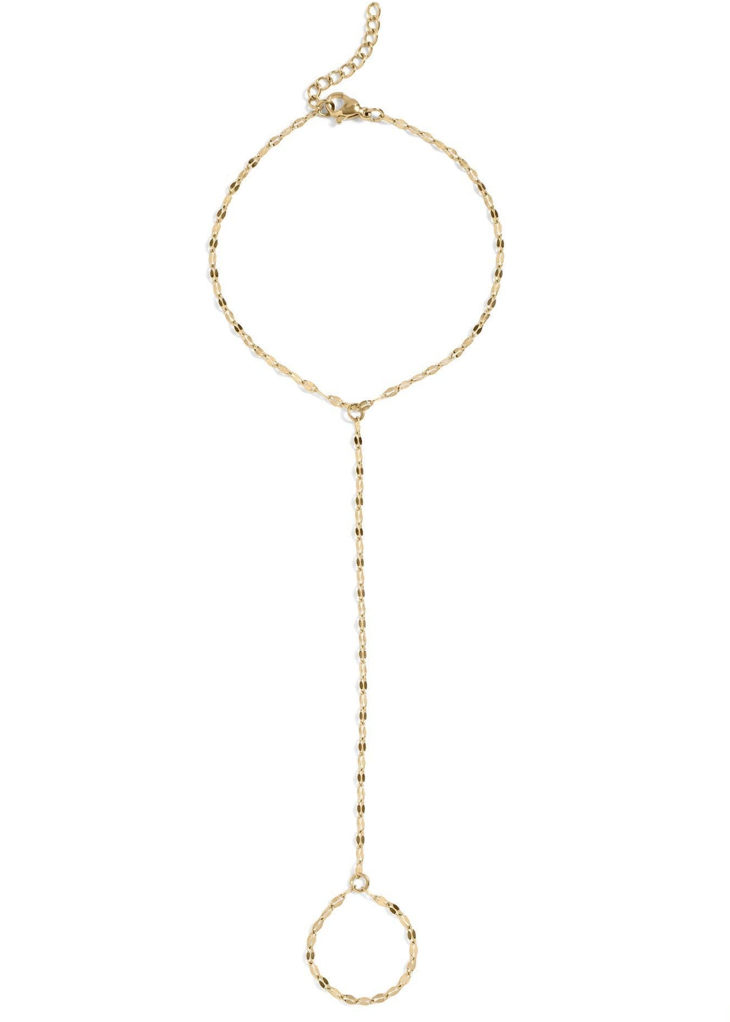Steel Lip Hand Chain: Gold