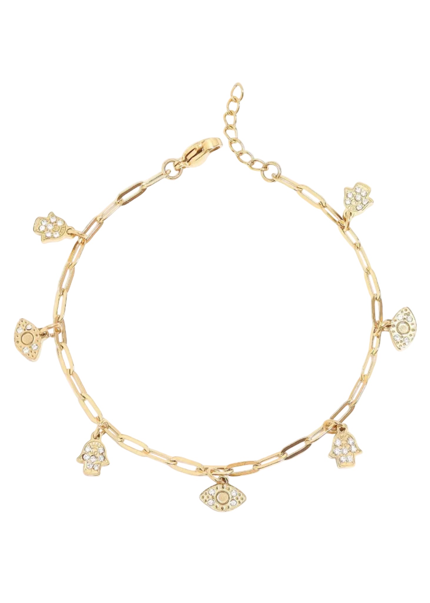Paperclip Chain Charm Bracelet - Gold