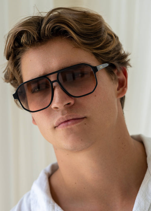 Billie Aviator Sunglasses - Black / Brown