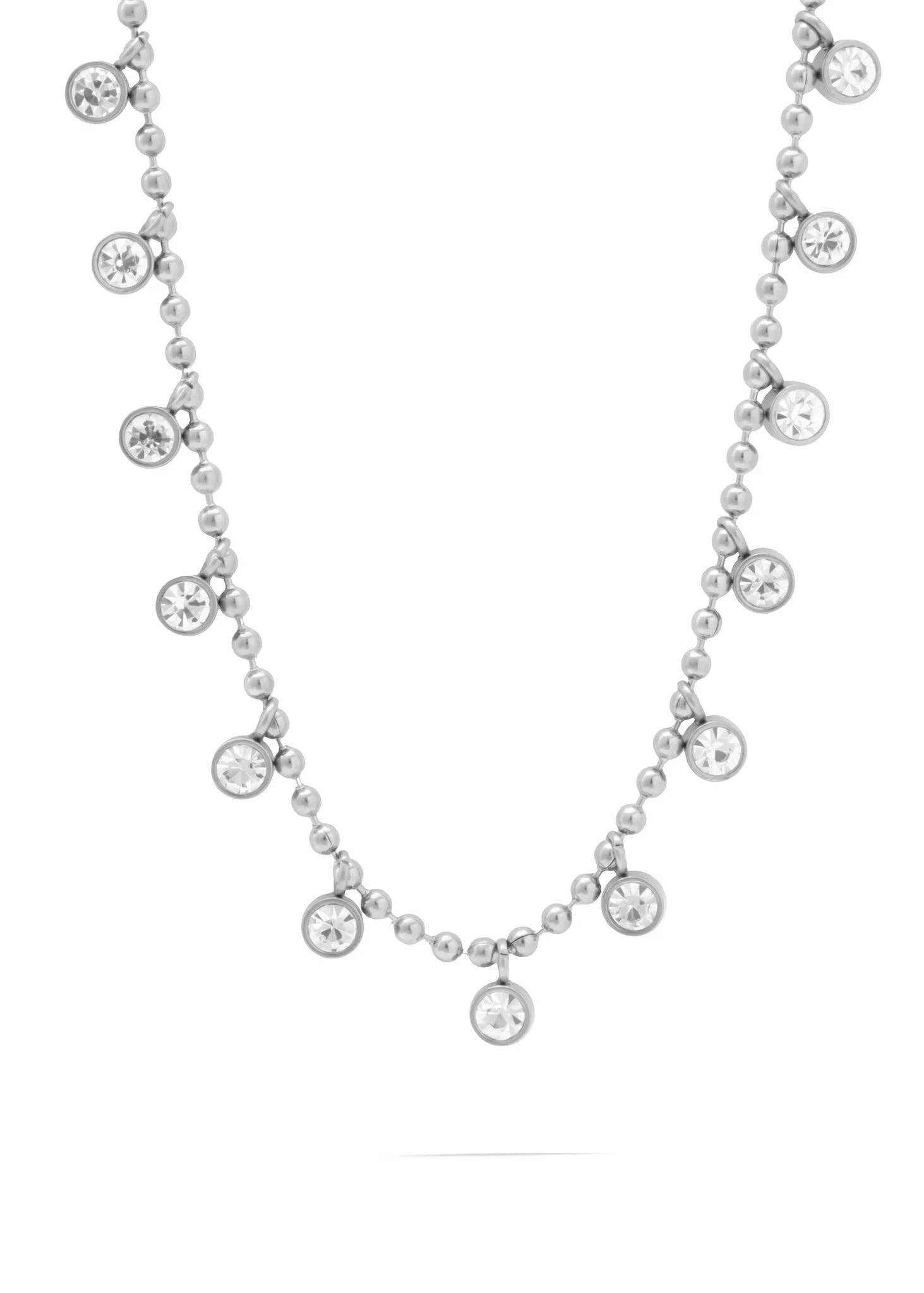 Round Stone Dangle Necklace - Stainless