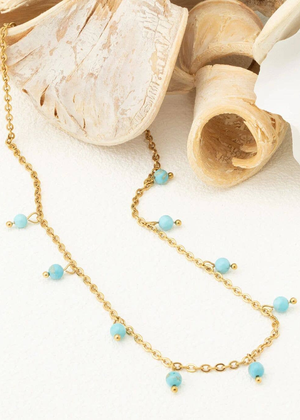 Turquoise Stone Necklace - Gold