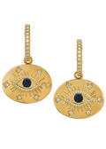 Eyes Pavé Hoop Huggie Earrings with Gold Eye Embellishment