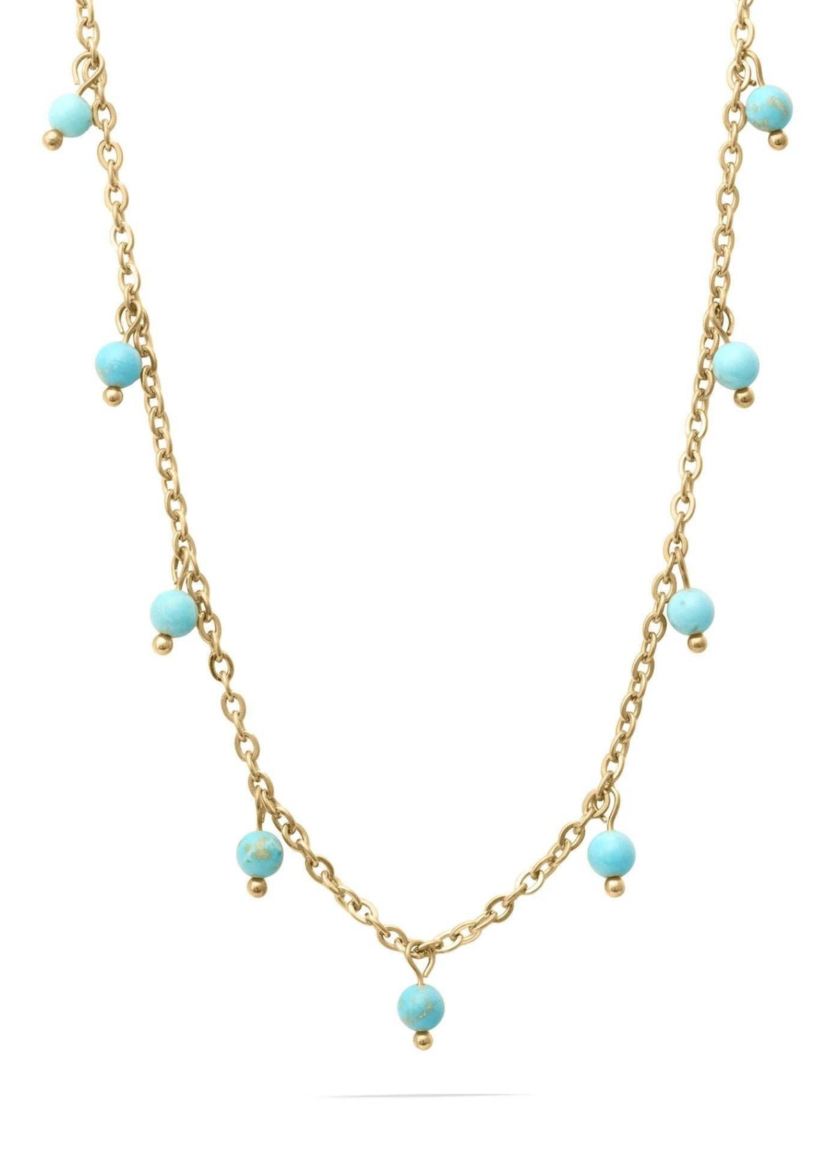 Turquoise Stone Necklace - Gold