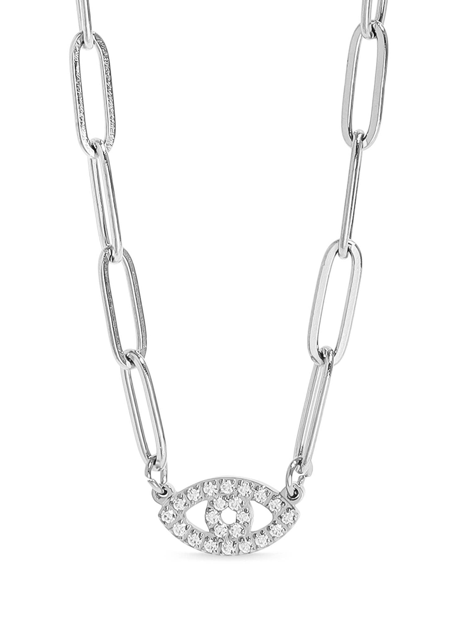 Evil Eye Paperclip Chain - Stainless