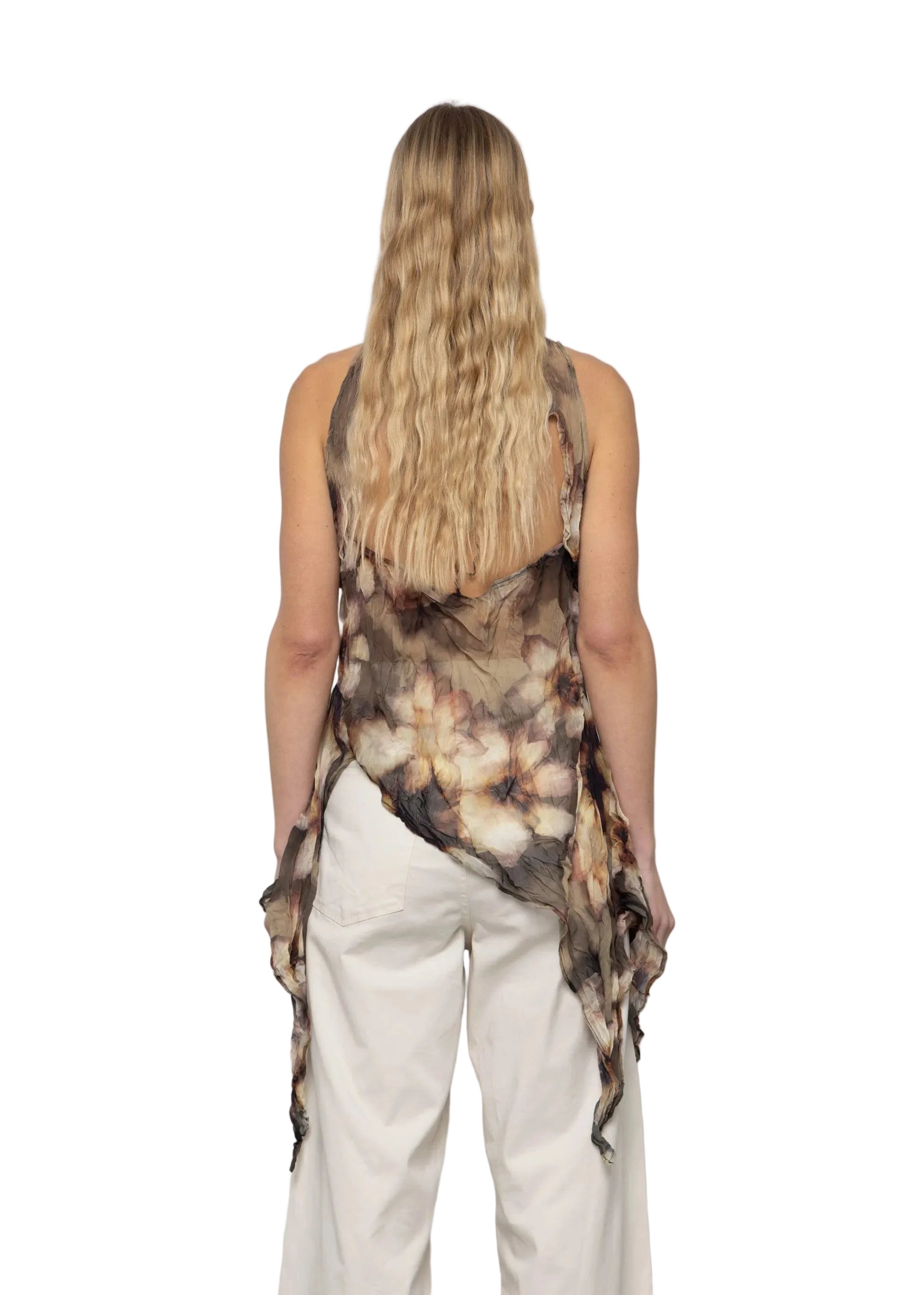 Printed Asymmetric Chiffon Top