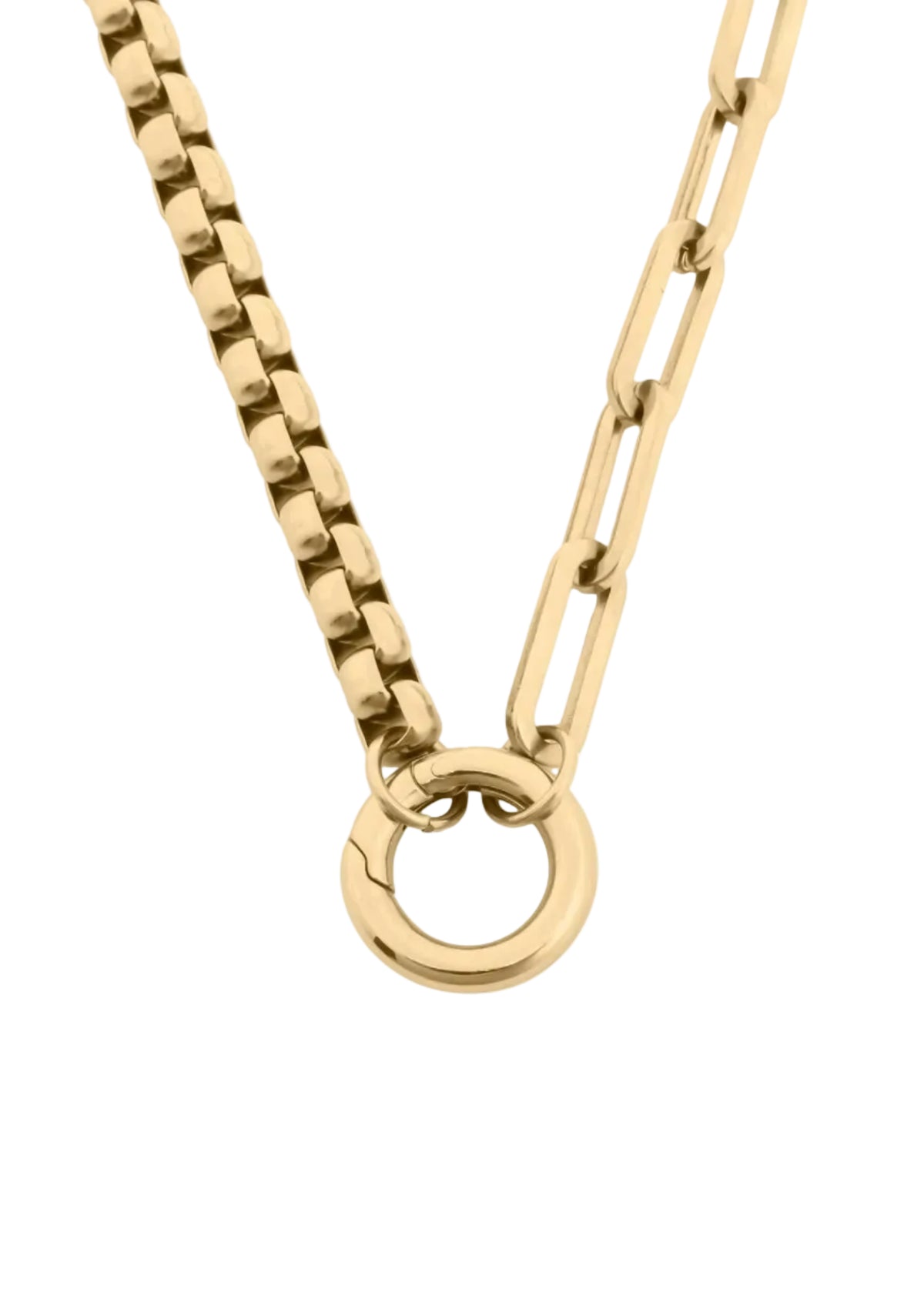 Mixed Chain Charm Holder Necklace - Gold