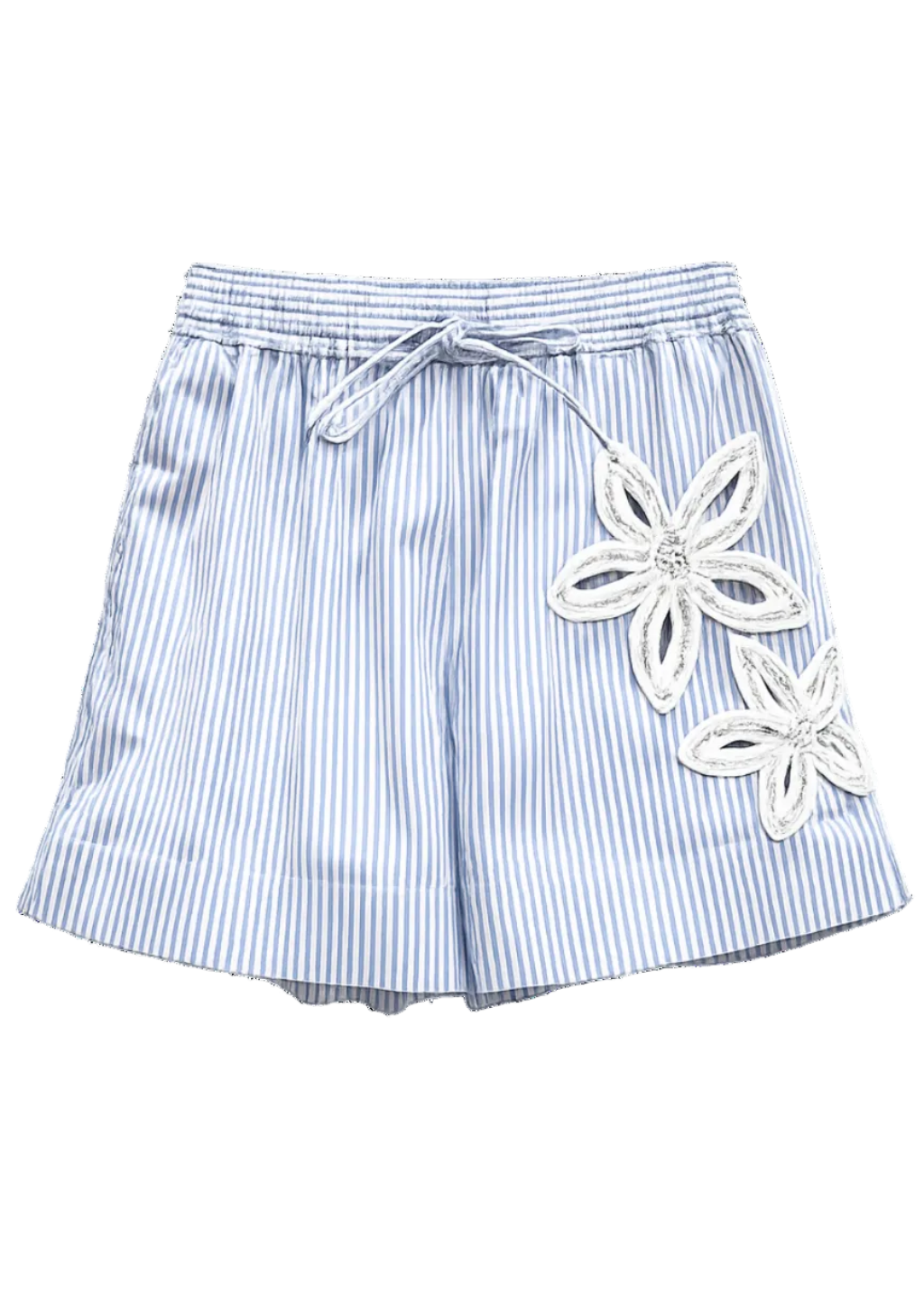 Striped Floral Applique Shorts