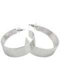 Hammered Cuff Hoop Earrings: Silver