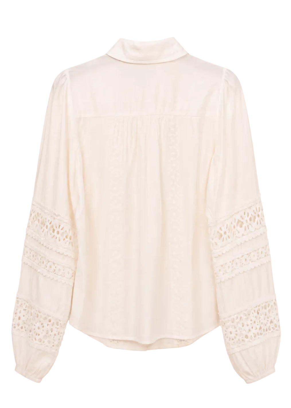 Lace Trim Button-Up Blouse